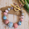 PASTEL TOGGLE BRACELET IN LAMPWORK & CERAMICS