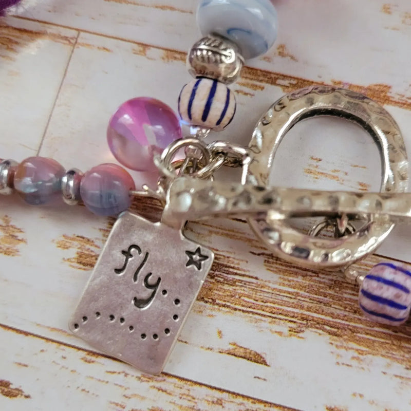 PASTEL TOGGLE BRACELET IN LAMPWORK & CERAMICS