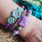 STACKED BRACELET SET IN PURPLE & MINT GREEN