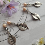 PEARL & CZECH GLASS ANTIQUE SILVER LEAF EARRINGS