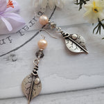 PEARL & CZECH GLASS ANTIQUE SILVER LEAF EARRINGS