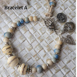 OCEAN BLUE PORCELAIN & CREAM LAMPWORK BRACELET